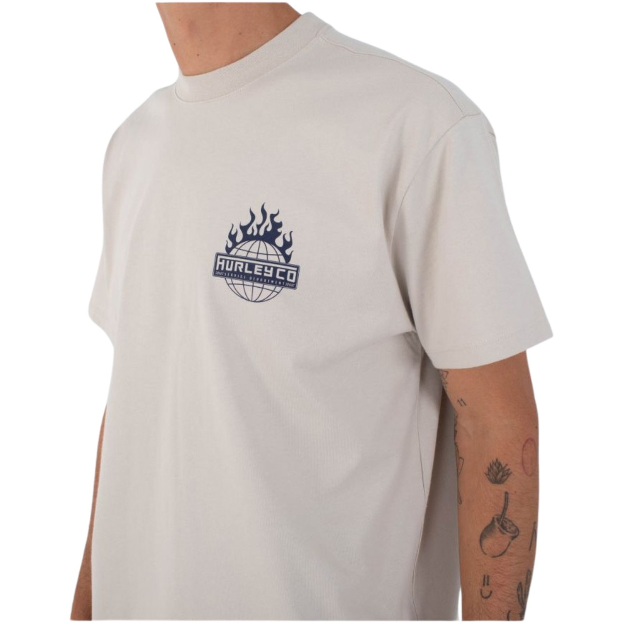 2025 Hurley Männer Global Fire T-Shirt HFA25MMTS04628 - Bone